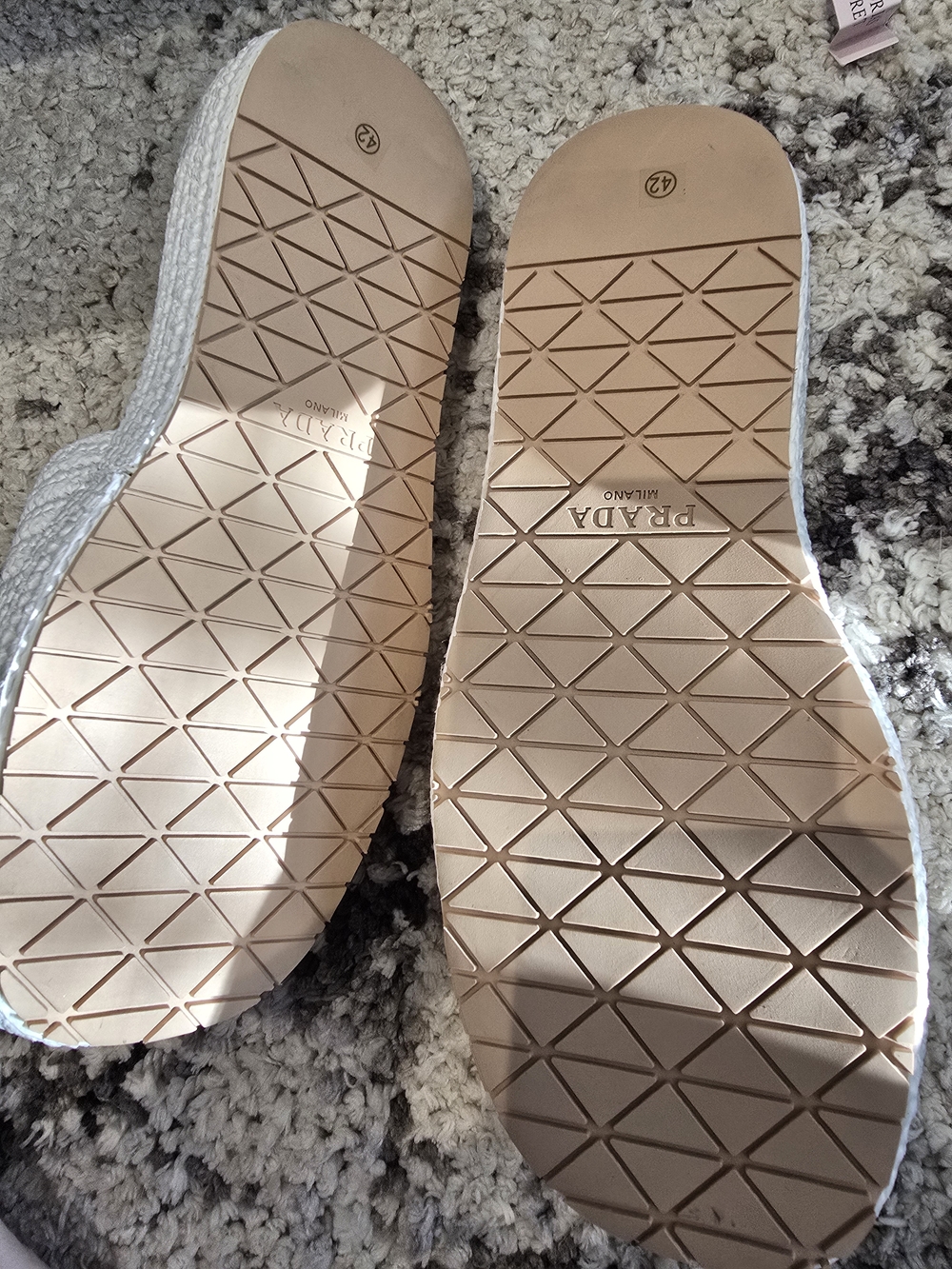 Prada White Raffia Slide Sandals - Picture 6 of 6